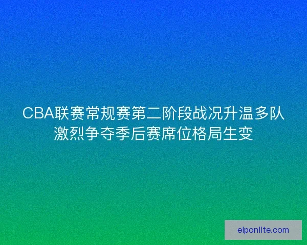 CBA联赛常规赛第二阶段战况升温多队激烈争夺季后赛席位格局生变